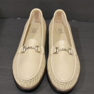 SAS Metro Horse Bit Bone Loafers Womens 9.5 S Tan Patent Leather Slip On Shoes